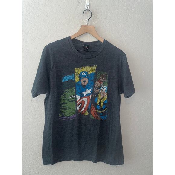Marvel Superhero Gray Shirt Green Hulk Captain America Thor Tee Super Hero M - Picture 1 of 8